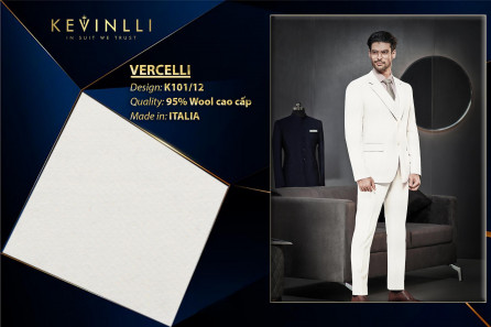 K101/12 Vercelli CVM - Vải Suit 95% Wool - Trắng Trơn